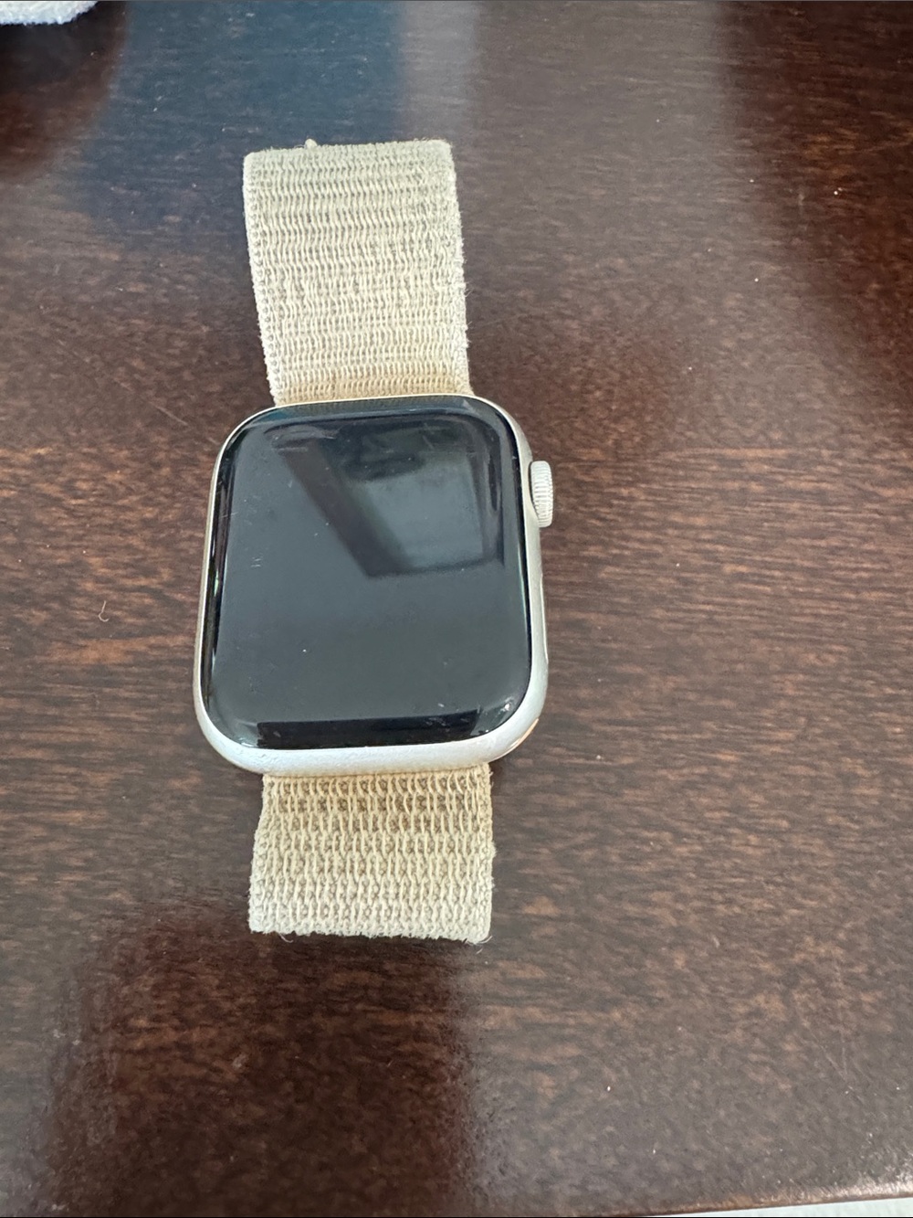 Apple Silver Smartwatch with Beige Sport Loop